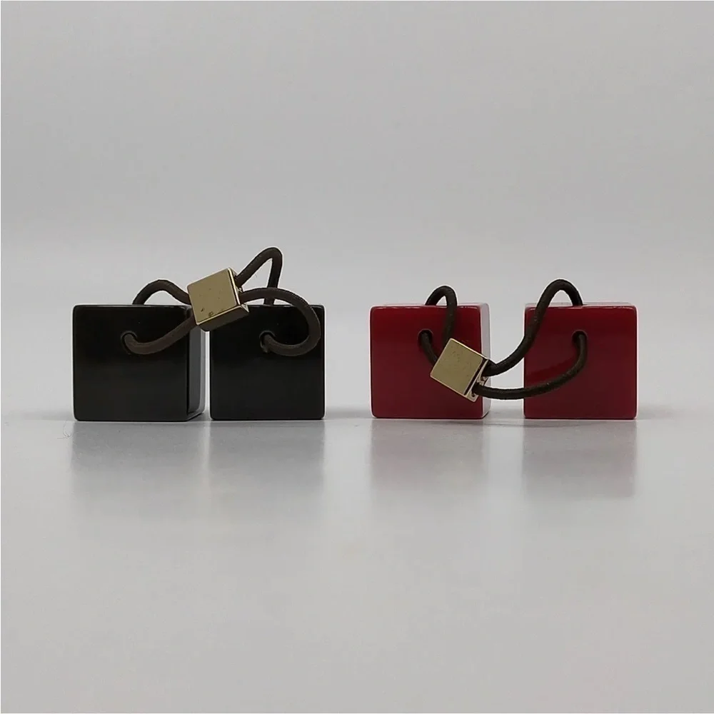 Louis Vuitton Monogram Ponytail Holders (RARE) one Black, one Red—-Two Piece Set